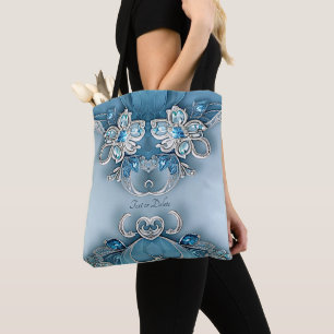 Sac fourre-tout Floral Orné Bleu