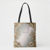 Sac fourre-tout floral orné or (Devant)