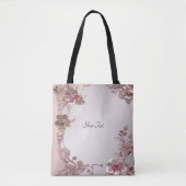 Sac fourre-tout floral orné rose (Devant)