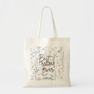 sac fourre-tout Floral personnalisé "Best Mom Ever