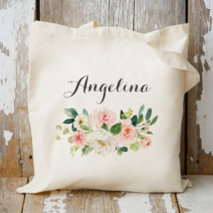 Sac fourre-tout floral personnalisé Demoiselle d'h
