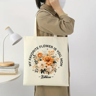 Sac fourre-tout floral personnalisé pour maman, ca