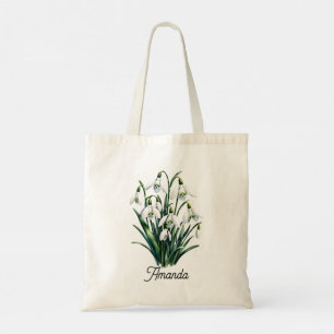 Sac fourre-tout floral personnalisé Snowdrop – Nom