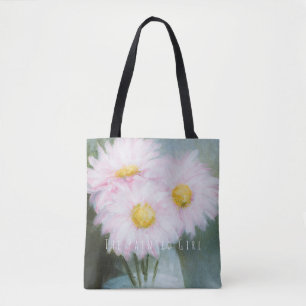 Sac fourre-tout floral rose à "marguerites"