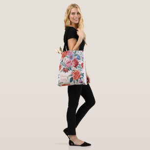 Sac fourre-tout floral rose aquarelle pour femmes