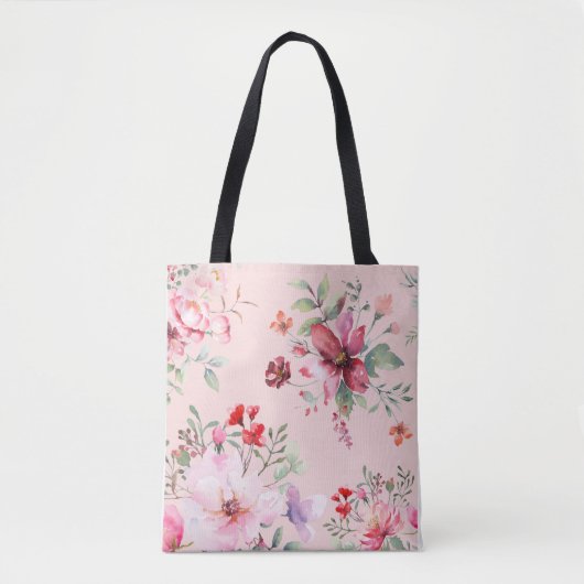 Sac fourre-tout floral rose doux et classique (Devant)