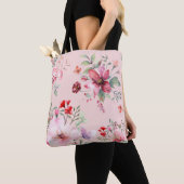 Sac fourre-tout floral rose doux et classique (De près)