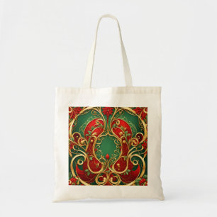 Sac fourre-tout floral rouge vert pour les fêtes