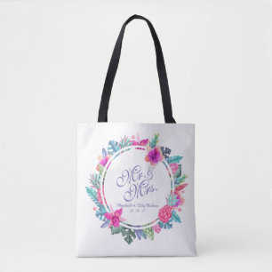 Sac fourre-tout floral tropical personnalisé à
