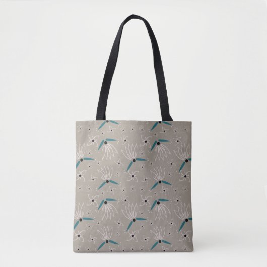 Sac fourre-tout floral - Turquoise & beige sur Tau (Devant)