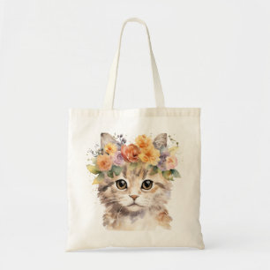 sac fourre-tout foral de chat amoureux
