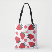 Sac fourre tout fraises simple rose vert rouge (Devant)