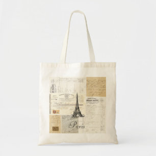 Sac fourre-tout français vintage à éphémères 
