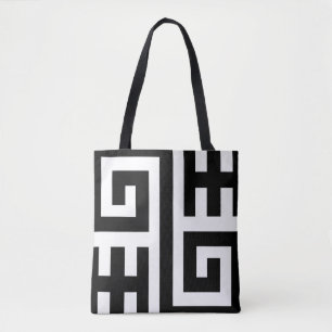 Sac fourre-tout géométrique noir et blanc chic