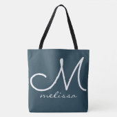 Sac fourre-tout gris bleu foncé avec son nom (Devant)