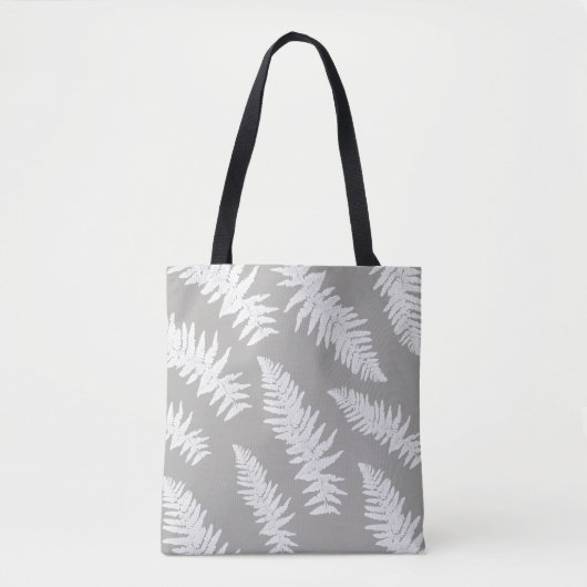 Sac fourre-tout Gris d'impression de feuilles de f (Devant)