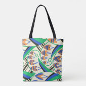 Sac fourre-tout gris orange initial à vert bleu (Dos)