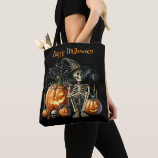 Sac fourre-tout Halloween citrouilles squelette