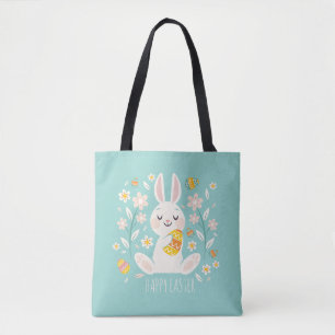 Sac fourre-tout heureux élégant au lapin de Pâq
