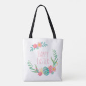 Sac fourre-tout heureux floral simple à Pâques | (Dos)