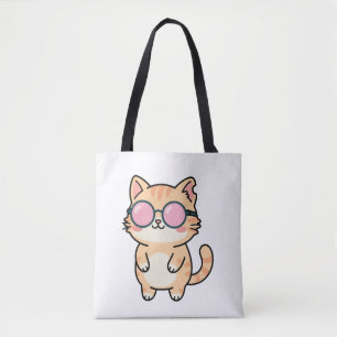 Sac fourre-tout illustré de chat cool Kawaii