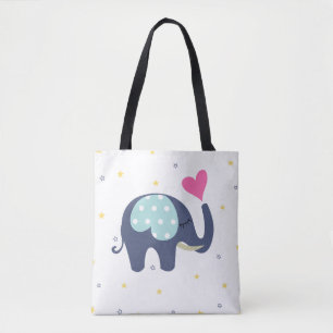 Sac fourre-tout imprimé à l'éléphant mignon