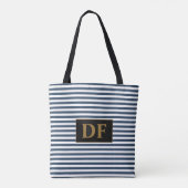 Sac fourre-tout initial personnalisé Bleu/Blancs (Dos)