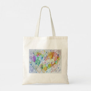 Sac fourre-tout inspirant d'art à cœurs arc-en-cie