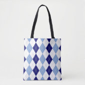Sac fourre-tout Jacquard bleu et blanc (Devant)