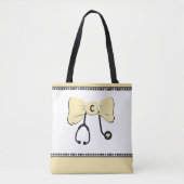 Sac fourre-tout jaune et blanc Stethoscope Bow (Devant)