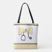 Sac fourre-tout jaune et blanc Stethoscope Bow (Dos)