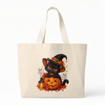 Sac fourre-tout joli chat noir Halloween