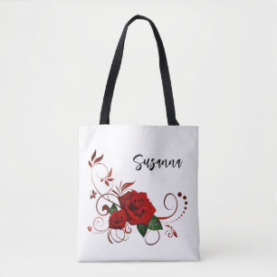 Sac fourre-tout, joli classique fleur rose rouge b