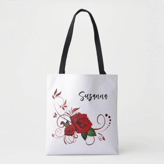 Sac fourre-tout, joli classique fleur rose rouge b (Devant)