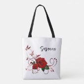 Sac fourre-tout, joli classique fleur rose rouge b (Dos)