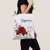 Sac fourre-tout, joli classique fleur rose rouge b (De près)