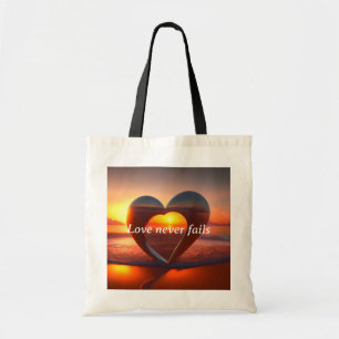 sac fourre-tout "L'amour n'échoue jamais" avec tex