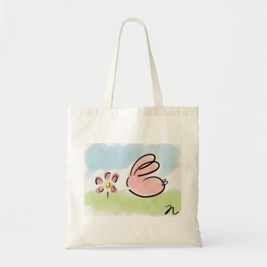 Sac fourre-tout - lapin et fleur (Devant)