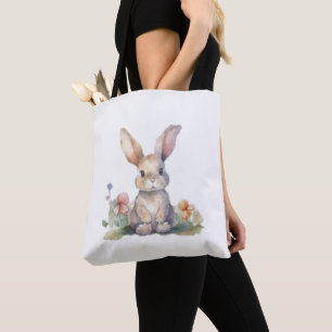 Sac fourre-tout, lapin floral mignon