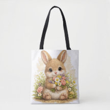 Sac fourre-tout Lapin Mignon – Animal Floral Kawai