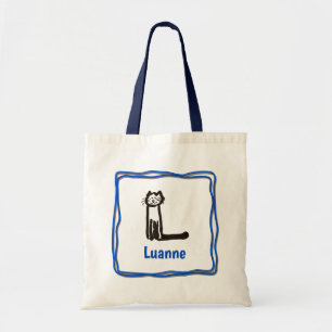 Sac fourre-tout - Lettre de chat L avec nom dans l