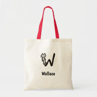 Sac fourre-tout - Lettre de chat W avec nom