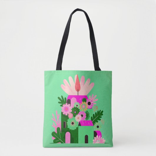 Sac fourre-tout Maison Florale Verte (Devant)