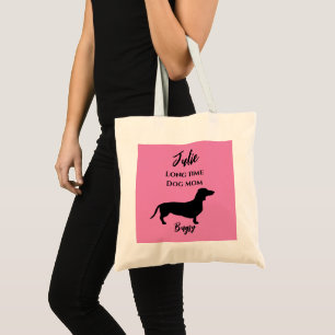 Sac fourre-tout maman chien teckel rose drôle