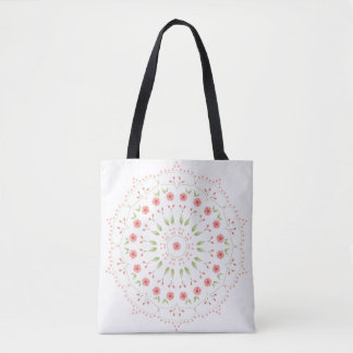 Sac fourre-tout mandala floral pêche