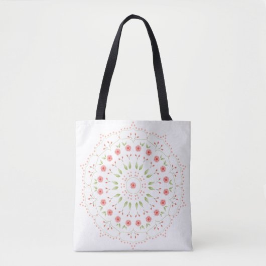 Sac fourre-tout mandala floral pêche (Devant)