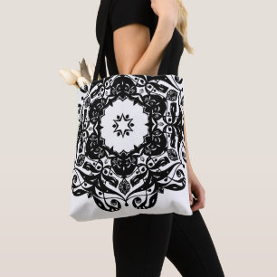 Sac fourre-tout Mandala noir et blanc