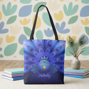 Sac fourre-tout mandala paon électrique violet et