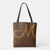 sac fourre-tout marron avec nom & initiale M (pers (Dos)