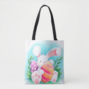 Sac fourre-tout mignon à l'aquarelle de lapin d